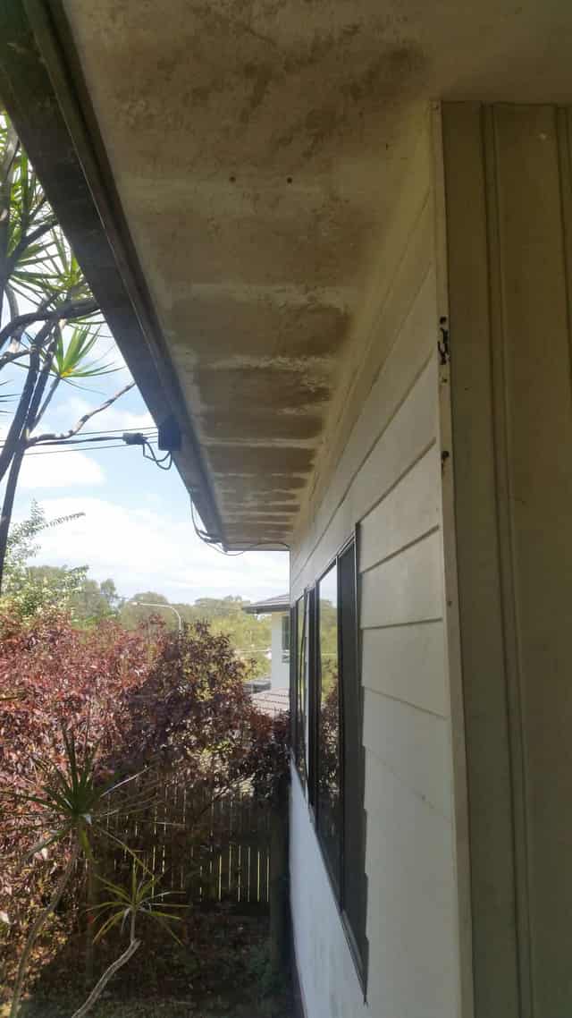 The same home before the wash, with visible mould and grime